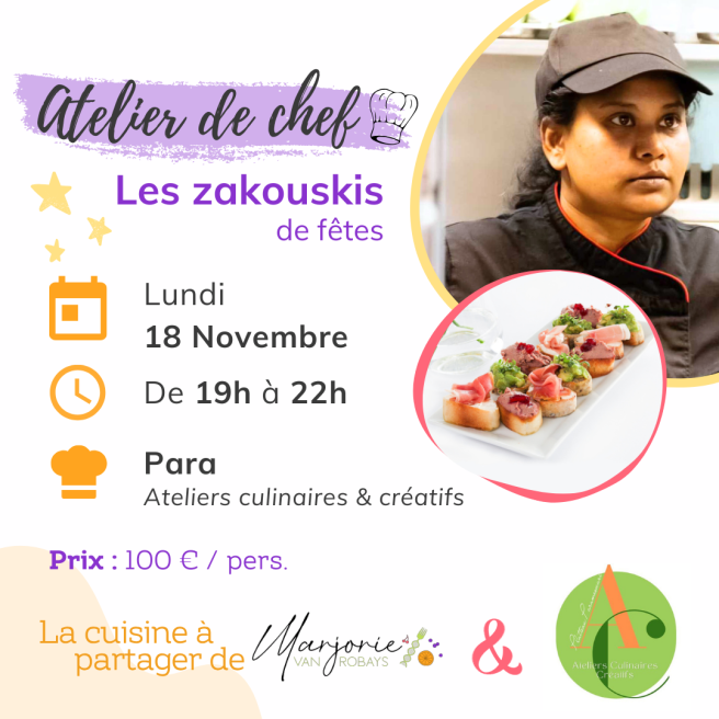 Atelier culinaire "Les zakouskis de fête"